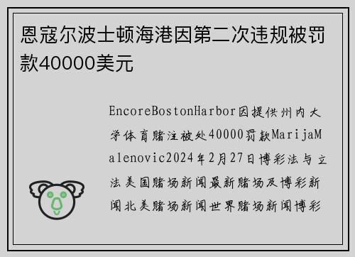 恩寇尔波士顿海港因第二次违规被罚款40000美元