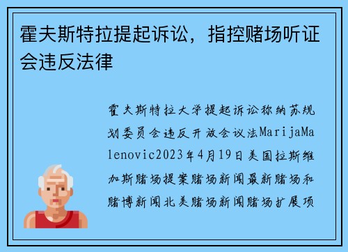 霍夫斯特拉提起诉讼，指控赌场听证会违反法律